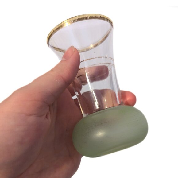 Vintage Barlett Collins MCM Small Hand Painted Vase Gold Rim Frosted Glass - Picture 9 of 10